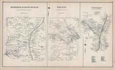 Merrimack & Litchfield, Walton, Peterborough Town, New Hampshire State Atlas 1892 Uncolored